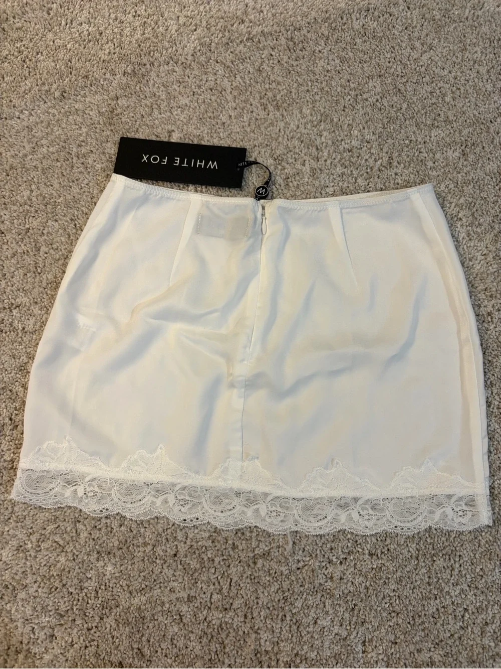 White Lace-Trim Mini Skirt